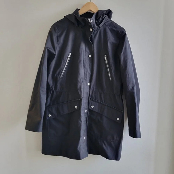 Ladies Black  Lightweight Spring Jacket With Detachable Hood - Picture 1 of 12